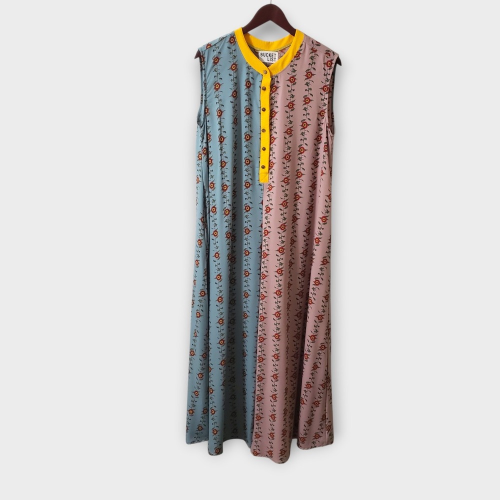 Bucketlist Oversized Multicolor Floral Colorblock Patchwork Jumpsuit Small